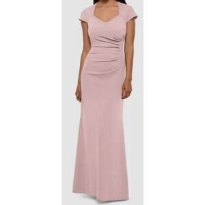 NWT Xscape Ruffle Back Scuba Crepe Gown Maxi Dress Women's Pink Size 10P